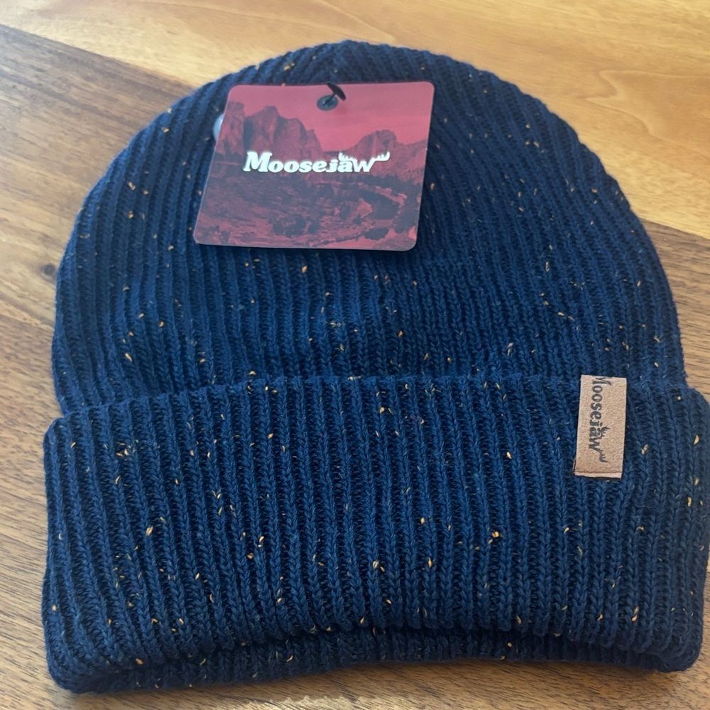 NWT New Moosejaw Navy Winterfetti Midnight Beanie Hat One Size